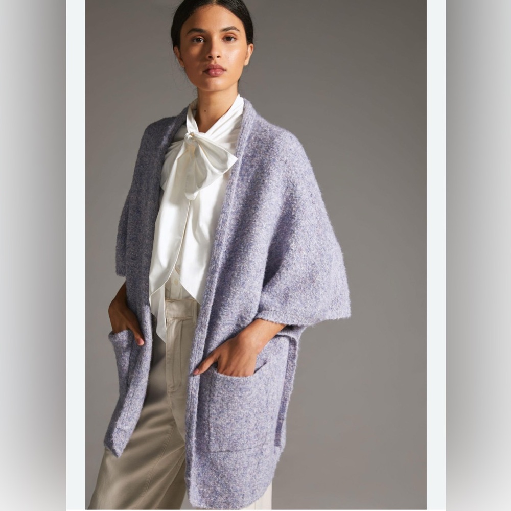 Anthropologie Boucle Knit Kimono Sweater Cardigan Oversized Cocoon ONE Size